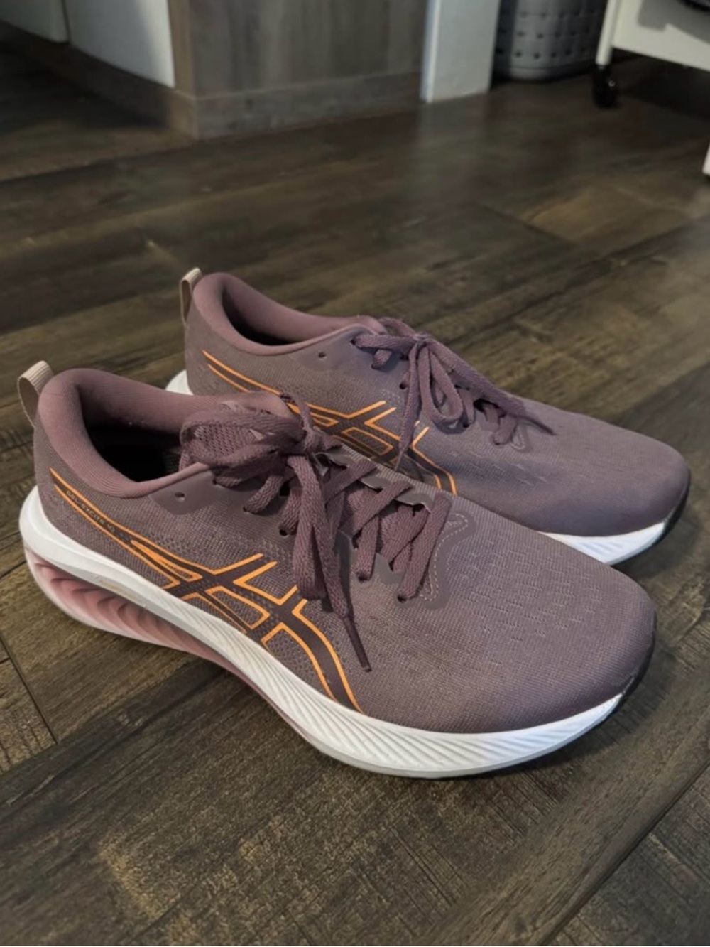 ASICS Women's Mauve Athletic Shoes with Orange Logo